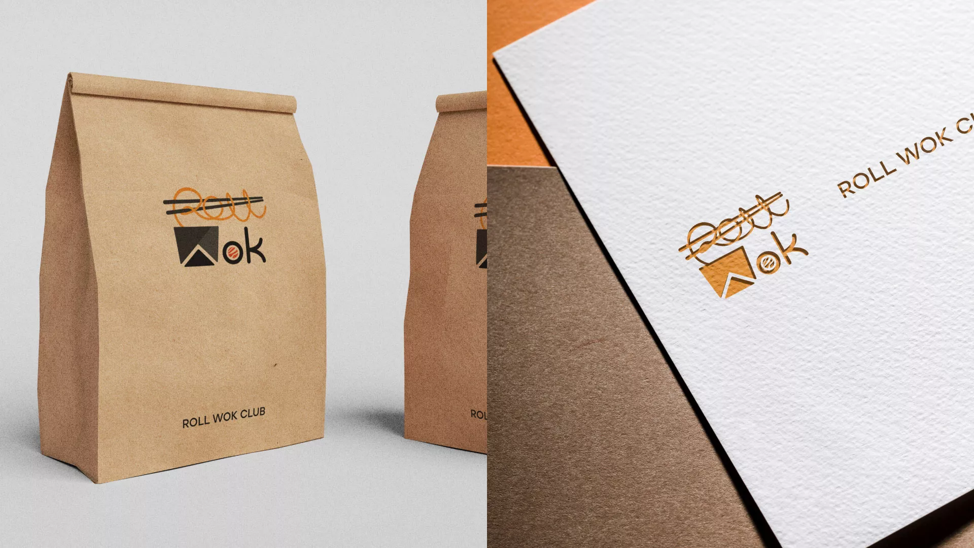 Разработка логотипа суши-бара «Roll Wok Club» в Орлове